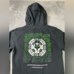 FOX Racing Full Zip Logo Hoodie Sweatshirt Fox Head Size Youth XL Black Green
